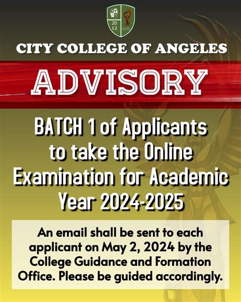 city college of angeles admission|ADVISORY ON ADMISSION FOR .